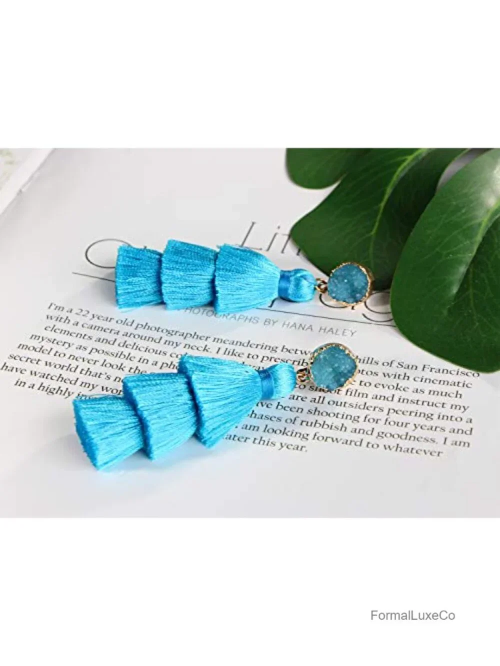 Layered Tassel Drop Earrings with Druzy Studs - Bohemian Dangle
